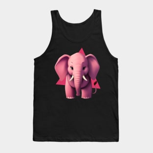 Adorable Pink Baby Elephant with Hot Pink Triangle Tank Top